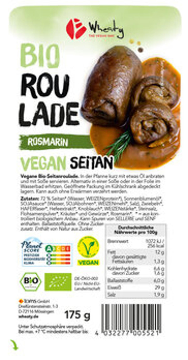 Produktfoto zu Wheaty Veganbratstück Rosmarin-Roulade 175g