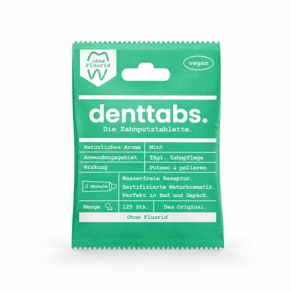 Produktfoto zu DENTtabs Mint ohne Fluorid, Zahnputztabletten