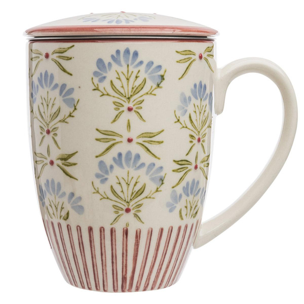 Produktfoto zu Tasse mit Teesieb floral blau