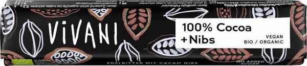 Produktfoto zu Schokoriegel 100% Cacao + Nibs 40g