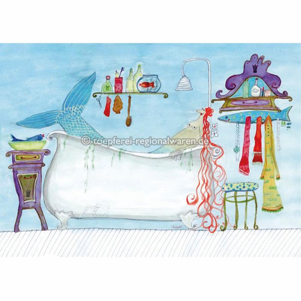 Produktfoto zu Postkarte 31 Meerjungfrau in Badewanne