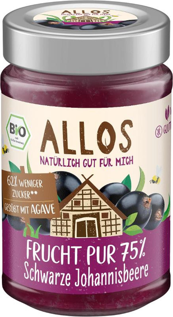 Produktfoto zu Frucht Pur schwarze Johannisbeere 75 % Frucht 200g