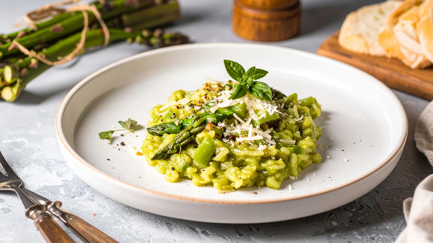 Rezeptbild für Risotto mit grünem Spargel