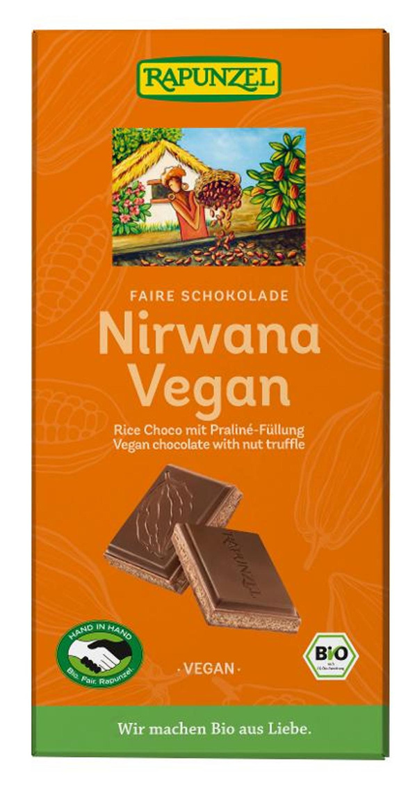 Produktfoto zu Nirwana vegane Schokolade mit Praline-Füllung 100g