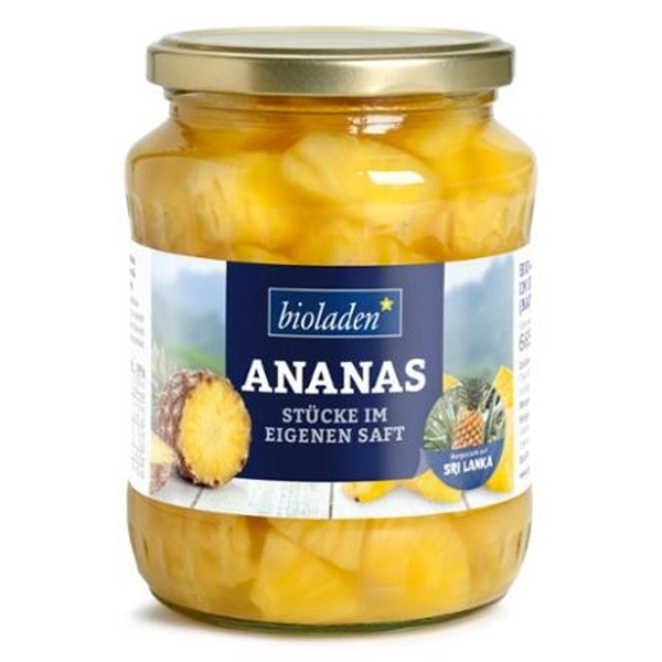 Produktfoto zu Ananasstücke Glas 665g