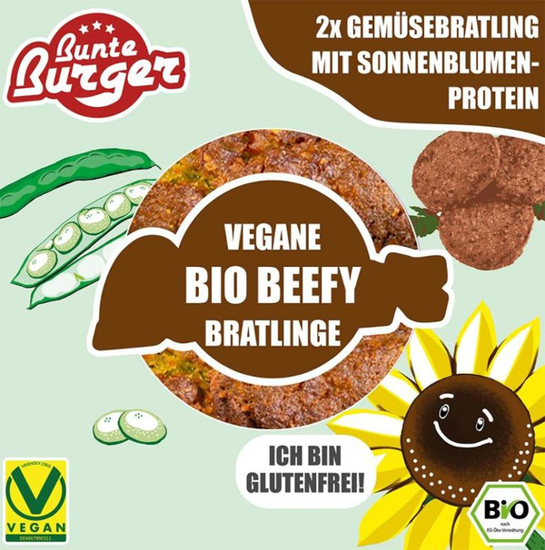 Produktfoto zu Vegane Beefy Bratlinge, mit  Sonnenblumen- (2 Stück)