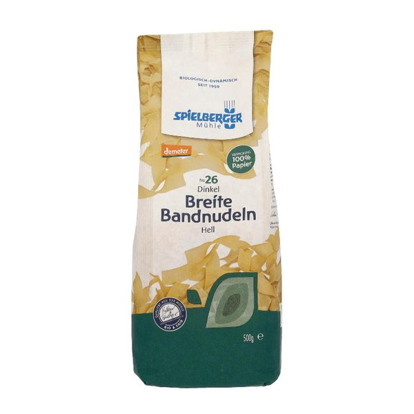 Produktfoto zu Breite Dinkel-Bandnudeln, hell 9 mm, Demeter