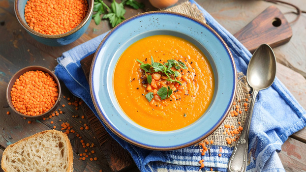Rezeptbild für Rote-Linsen-Suppe mit Karotten 