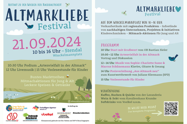 Plakat und Programm Altmarkliebefestival 21.9.24 in Stendal