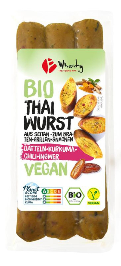 Produktfoto zu Wheaty Thai Wurst aus Seitan, vegan