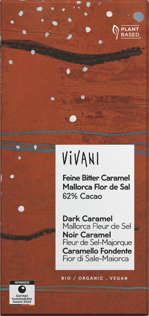 Produktfoto zu Feine Bitter Caramel Flor de Sal 62% Cacao, vegan