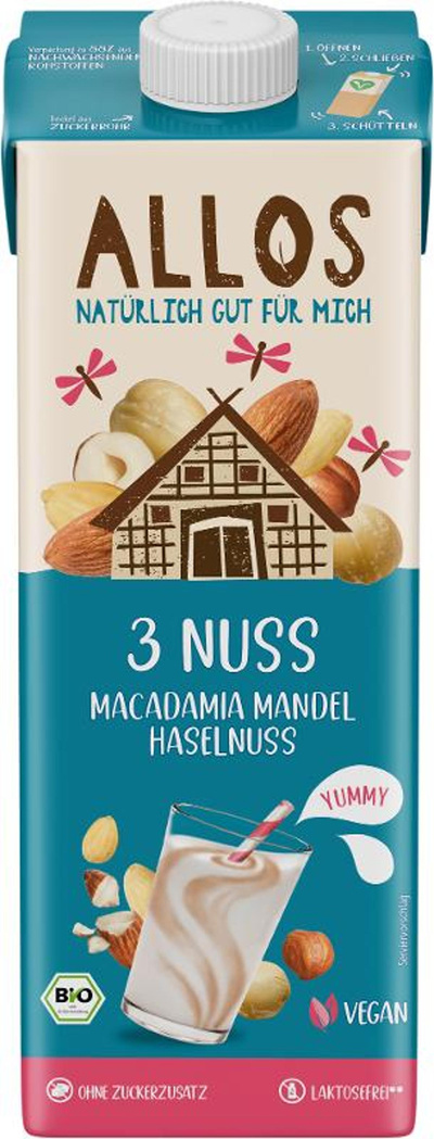 Produktfoto zu 3 Nuss - Drink (Macadamia, Mandel, Haselnuss)