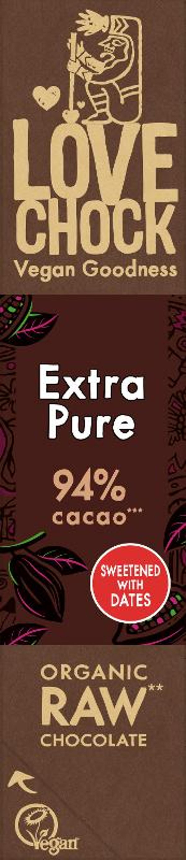 Produktfoto zu Lovechoc Riegel Extra Pur, 94% Kakao, RAW