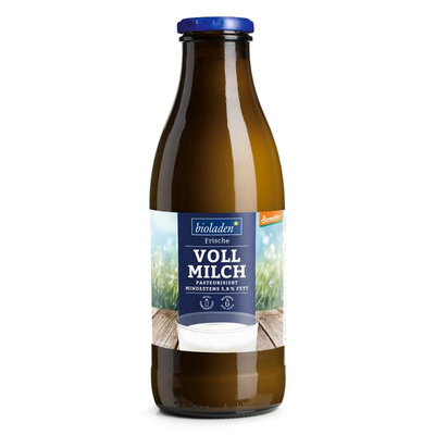 Produktfoto zu Vollmilch 3,7%,Flasche,1L,Demeter Milch
