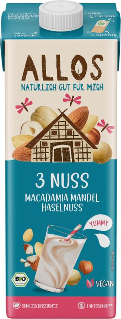 Produktfoto zu 3 Nuss - Drink (Macadamia, Mandel, Haselnuss)