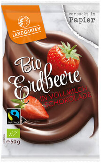 Produktfoto zu Erdbeeren in Vollmilch-Schokolade 50g