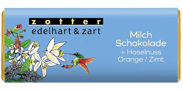 Produktfoto zu edelhart & zart Milchschokolade + Haselnuss _ Orange_Zimt