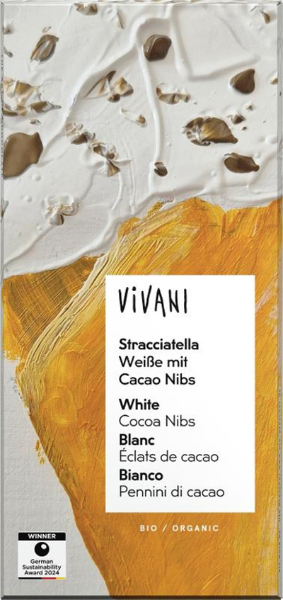 Produktfoto zu Schokolade Stracciatella - Weiße mit Cacao Nibs