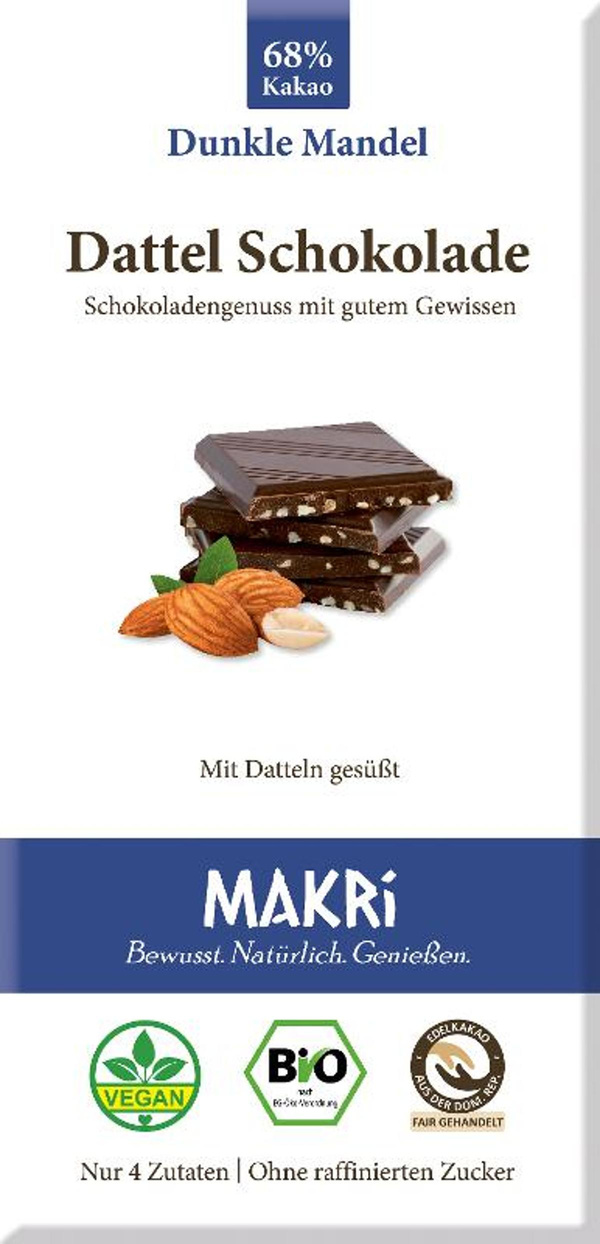 Produktfoto zu Makri Dattel Schokolade Dunkle Mandel