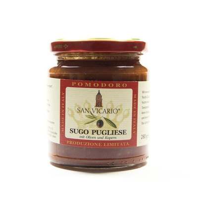 Produktfoto zu Tomatensugo Pugliese mit Kapern und schwarzen Oliven 280g