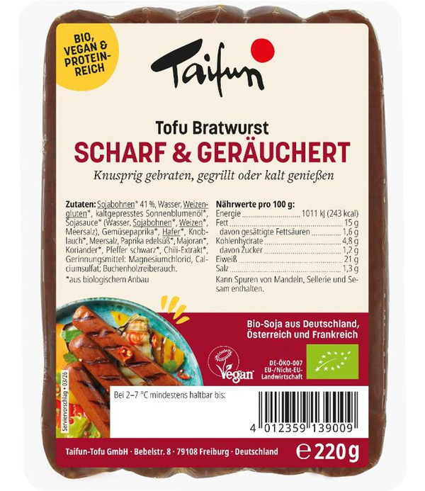 Produktfoto zu Tofu Brat- und Grillwurst Scharf & Geräuchert