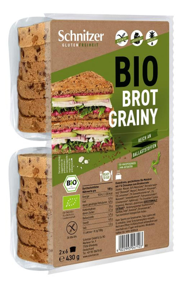 Produktfoto zu Brot Grainy,Toast  Maisbrot-Schnitten dunkel, glutenfrei