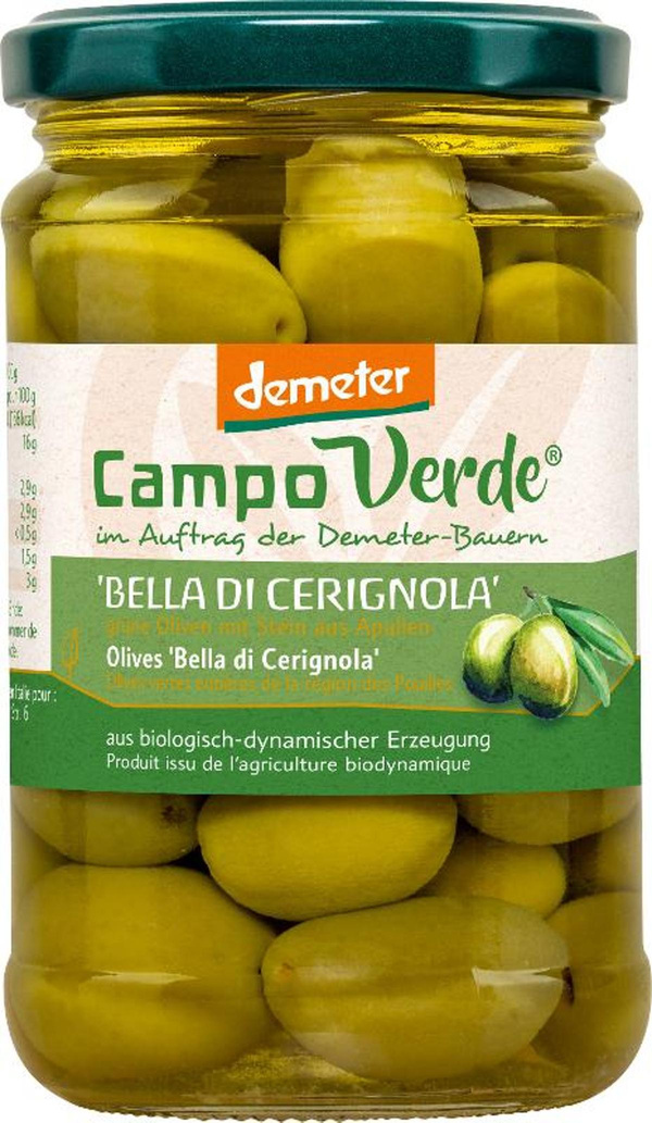 Produktfoto zu grüne Oliven m. Stein 'Bella di Cerignola' (Glas)