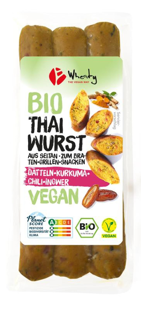 Produktfoto zu Wheaty Thai Wurst aus Seitan, vegan