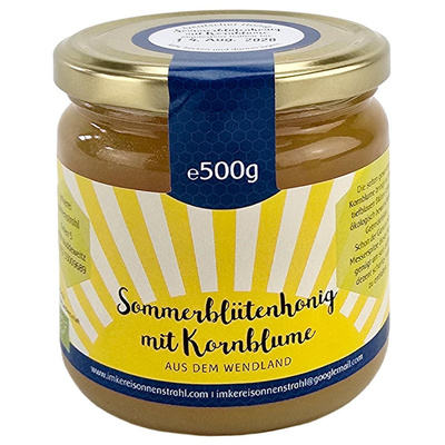 Produktfoto zu Sommerblütenhonig mit Kornblume 500g Imkerei Sonnenstrahl