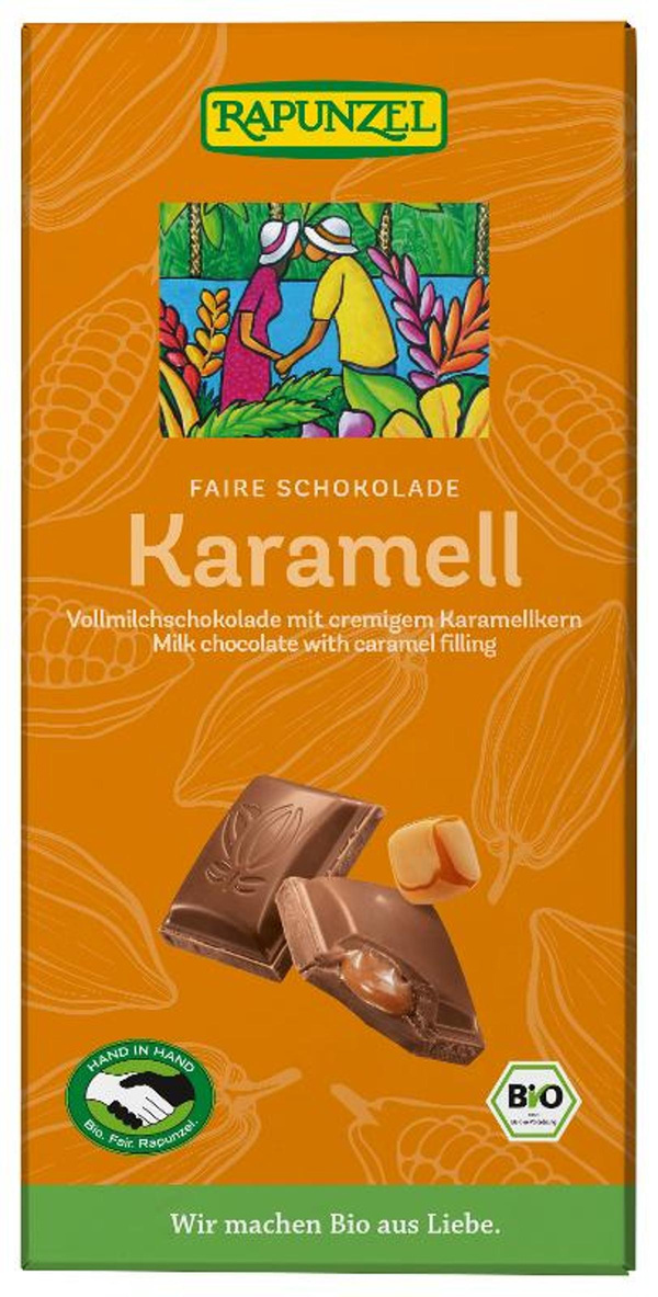Produktfoto zu Vollmilch Schokolade mit Karamellkern 100g