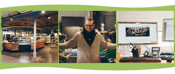 Bildkomposition Bioladen - Mitarbeiter-Bildschirm für die Stellensuche Einkauf