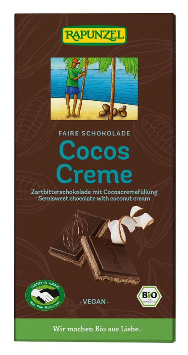 Produktfoto zu Cocos Creme Zartbitter Schokolade 100g vegan