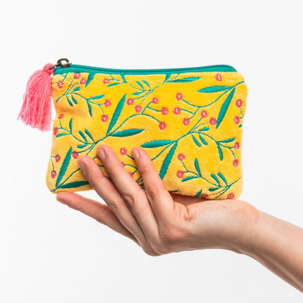 Produktfoto zu Samttäschchen floral gelb