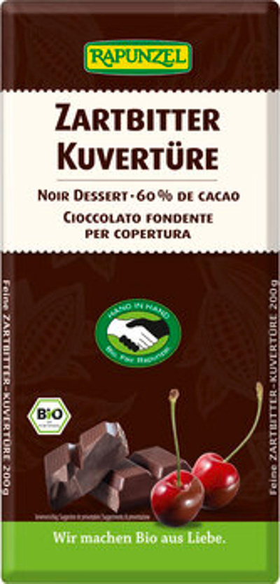 Produktfoto zu Zartbitter Kuvertüre 200g HIH