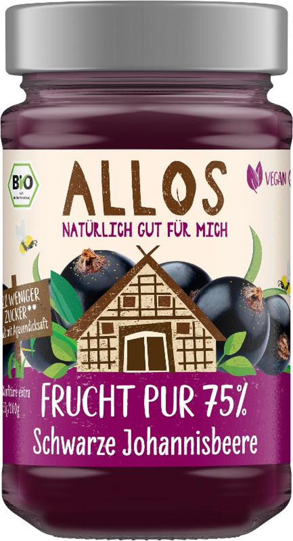 Produktfoto zu Frucht Pur schwarze Johannisbeere 75 % Frucht 250g