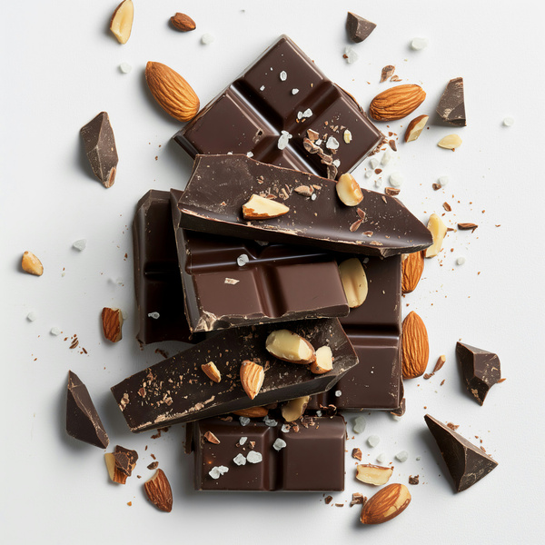 Schokoladenstücke mit Mandeln