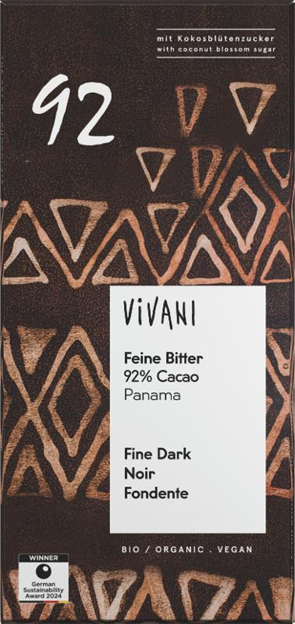 Produktfoto zu Feine Bitter 92 % Cacao mit Kokosblütenzucker 80g