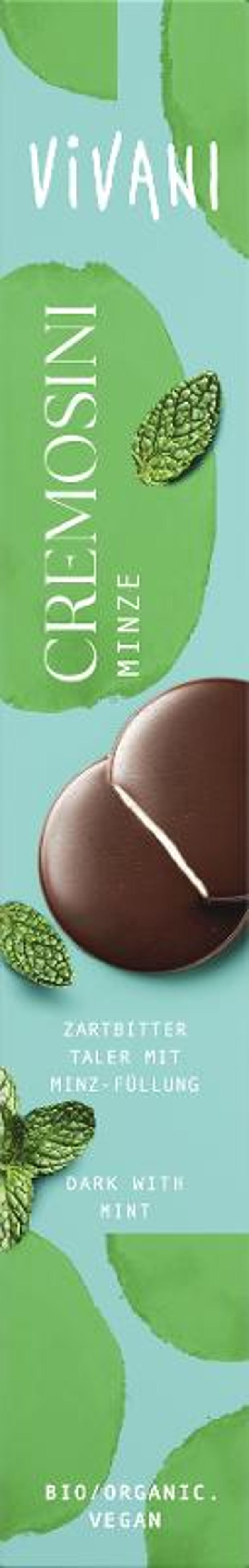 Produktfoto zu Cremosini Minze, Zartbitter Schoko Taler 100g