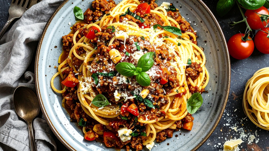 Rezeptbild für Vegetarische Bolognese mit veganem &nbsp;Hack