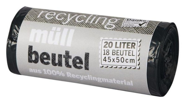 Produktfoto zu Recycling Müllbeutel mit Zugband 18 Stück