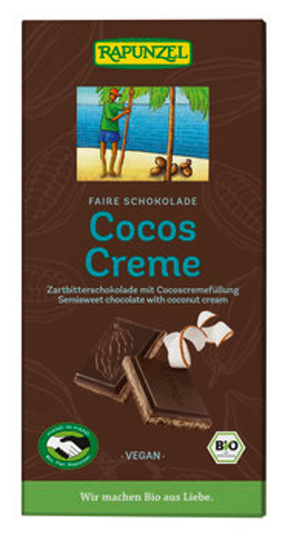 Produktfoto zu Cocos Creme Zartbitter Schokolade 100g vegan
