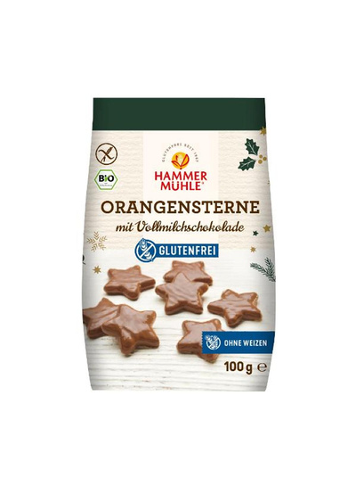 Produktfoto zu Orangensterne in Vollmilchschokolade, glutenfrei