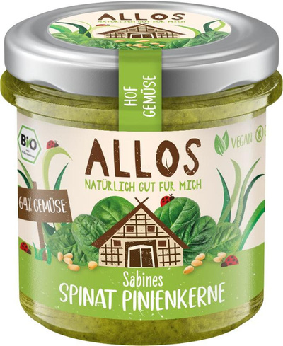 Produktfoto zu Hofgemüse Sabines Spinat Pinienkerne 135g