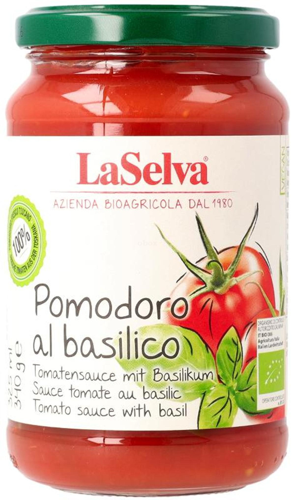 Produktfoto zu Tomate natur mit Basilikum ohne Salz 340g