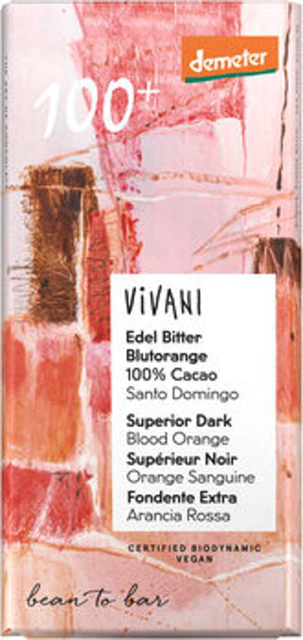 Produktfoto zu Schokolade Edel Bitter Blutorange, 100% Cacao vegan