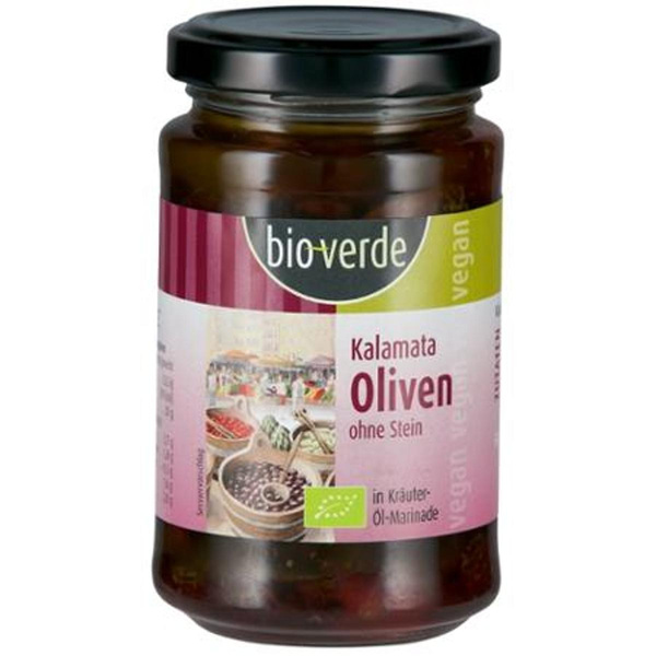 Produktfoto zu Oliven schwarz ohne Stein (aus Kalamata) Glas 200g