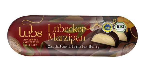 Produktfoto zu Marzipanbrot mit Zartbitterschokolade 50g
