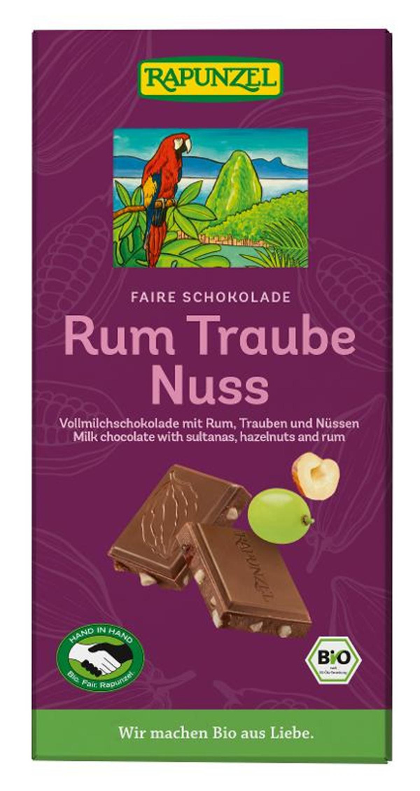 Produktfoto zu Rum-Trauben-Nuss-Vollmilch Schokolade 100g