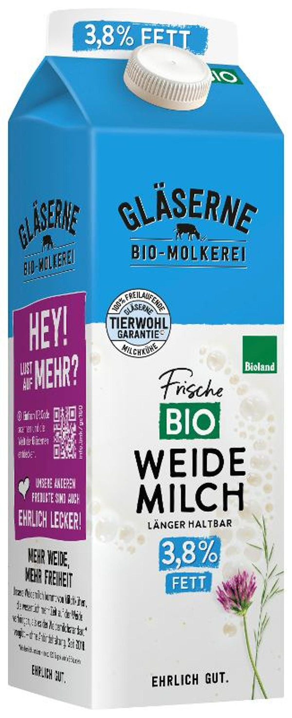 Produktfoto zu Weidemilch 3,8% - länger haltbar, im Karton 1l