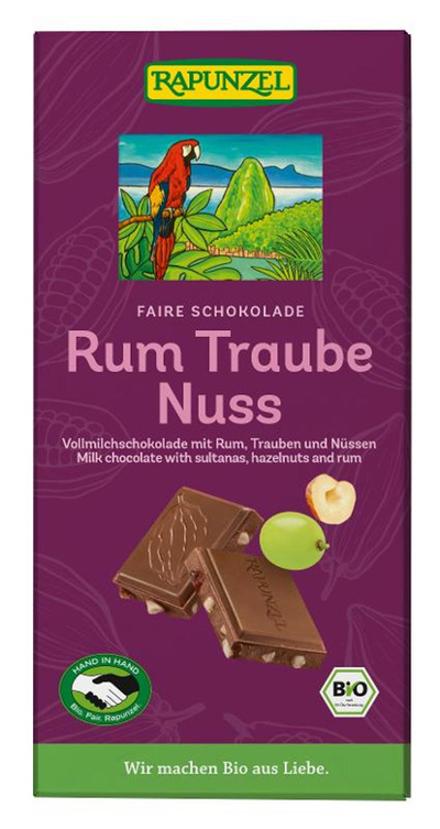 Produktfoto zu Rum-Trauben-Nuss-Vollmilch Schokolade 100g